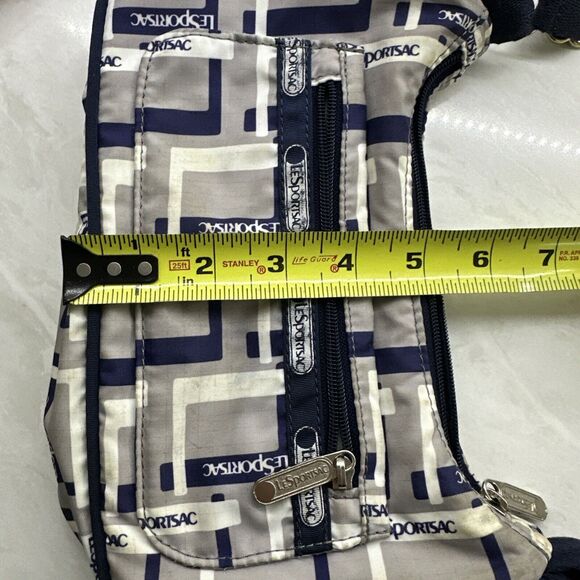 Vintage LeSportsac Blue/Gray White Crossbody Handbag Lightweight Nylon 90s - Picture 14 of 16